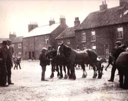 Old photo of horses and houses at Little Green